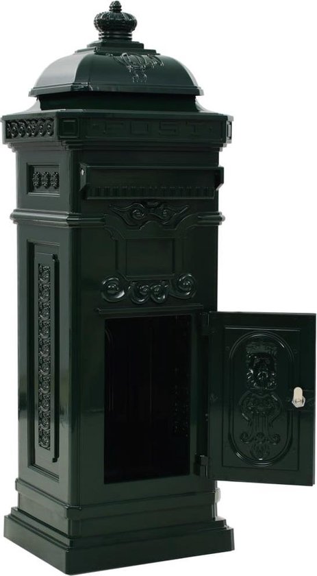 vidaXL Pilaar brievenbus vintage stijl roestbestendig aluminium groen
