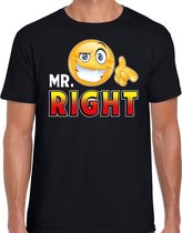 Funny emoticon t-shirt mr. right zwart voor heren S