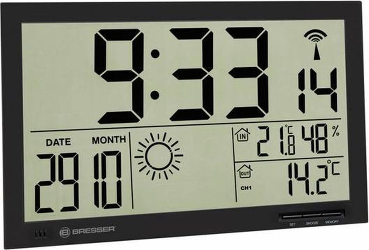 BRESSER MyTime Horloge murale météo Jumbo LCD