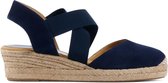 Unisa Vrouwen Suède   Espadrilles / Damesschoenen - Plateauhak - Gesp sluiting -  Cele - Blauw - maat 36