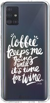 Casetastic Samsung Galaxy A51 (2020) Hoesje - Softcover Hoesje met Design - Coffee Wine White Transparent Print