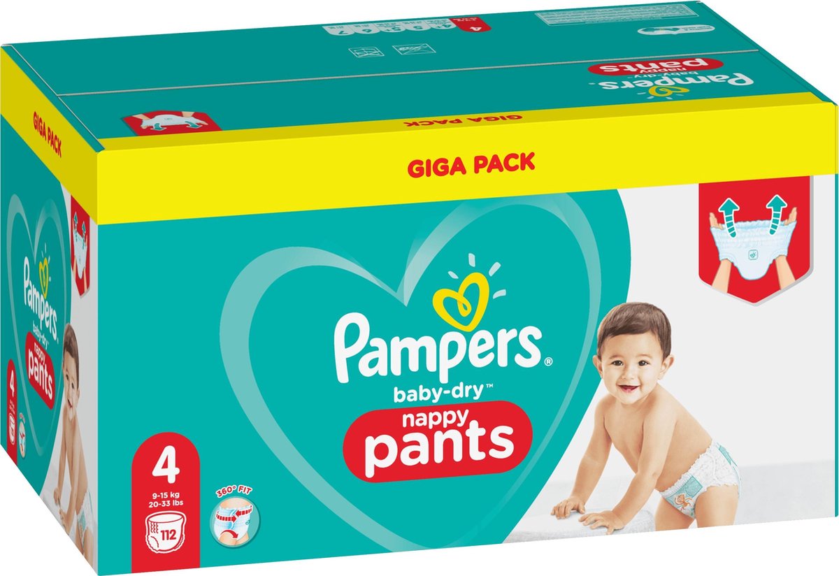 Pampers Baby-Dry Pants - Maat 4 (9kg-15kg) - 112 Luierbroekjes - Giga Pack  | bol.com