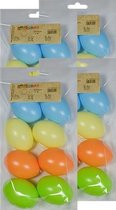 32x Pastel gekleurde kunststof eieren decoratie 6 cm hobby/knutselmateriaal - Knutselen DIY eieren beschilderen - Pasen thema plastic paaseieren eitjes multikleur