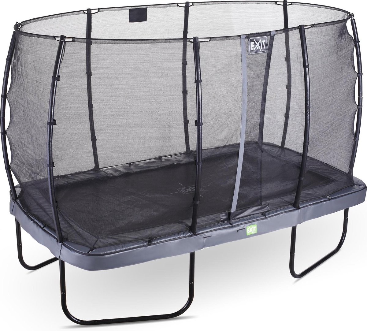 EXIT Elegant trampoline 244x427cm met Economy veiligheidsnet - grijs