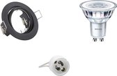 LED Spot Set - GU10 Fitting - Inbouw Rond - Mat Zwart - Kantelbaar Ø83mm - Philips - CorePro 827 36D - 5W - Warm Wit 2700K - Dimbaar - BES LED