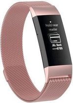 By Qubix Milanees bandje - Geschikt voor Fitbit 3 & 4 - Rosé goud - Large