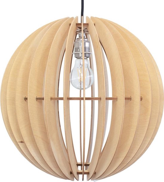 wodewa moderne hanglamp hout plafondlamp GLOBE natuur Ø 39cm duurzame  plafondlamp LED... | bol.com