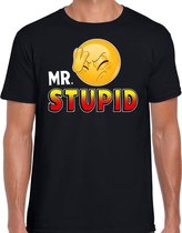 Funny emoticon t-shirt Mr.stupid zwart heren L