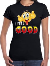 Funny emoticon t-shirt I feel good zwart voor dames M