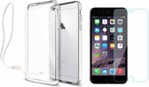 Xundd iPhone 8+ (Plus) / 7+ (Plus) Transparant lichte TPU ultra clear Hoesje met pols lusje & tempered glass