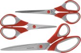 3-delige Universele multifunctionele scharen set voor huishoudelijk en keuken met zachte handgrepen rood / grijs