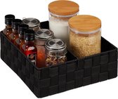 Relaxdays opbergmand - organizer - voor in badkamer - opbergsysteem - mandje - kastmand - Zwart, L