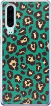 Huawei P30 hoesje siliconen - Luipaard groen | Huawei P30 case | groen | TPU backcover transparant