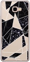 Samsung J4 Plus hoesje siliconen - Abstract painted | Samsung Galaxy J4 Plus case | Bruin/beige | TPU backcover transparant