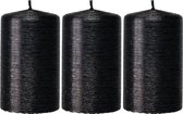 3x Zwarte cilinderkaarsen/stompkaarsen 6 x 10 cm 25 branduren - Geurloze zwartkleurige kaarsen - Woondecoraties