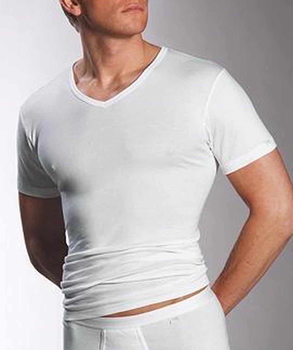 Mey T-shirt Noblesse V-hals T-shirt in het Wit voor heren Heren Kleding voor voor T-shirts voor Singlets 