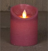 3x Antiek roze LED kaars / stompkaars 10 cm - Luxe kaarsen op batterijen met bewegende vlam