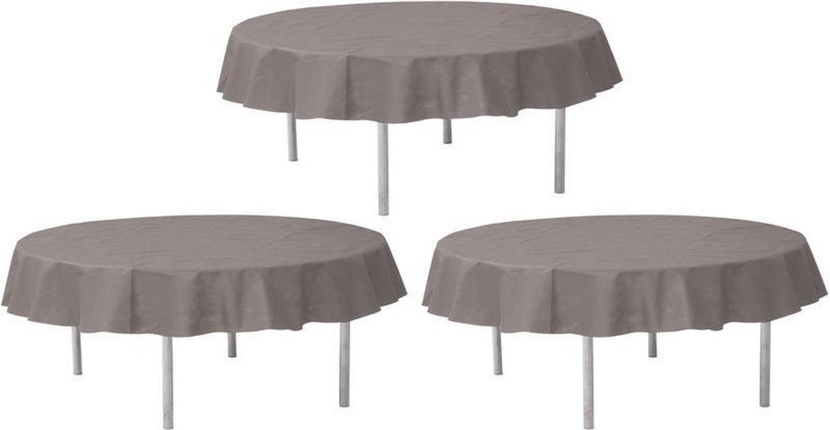 3x Grijze ronde tafelkleden/tafellakens 240 cm stof - Ronde tafelkleden Opaque Grey - Grijze tafeldecoraties - Grijs thema