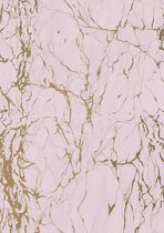 Marmer Roze  Goud Cadeaupapier- Breedte 30 cm - 50m lang