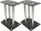 Speaker standaard - Aluminium pilaar en glas - Zwart en zilver - 36,8 x 26,6 x 46,6 cm - Set van 2