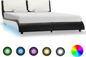 Bedframe met LED kunstleer zwart en wit 140x200 cm