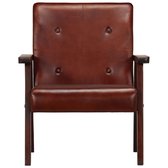 Fauteuil echt leer bruin