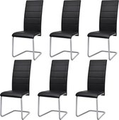 Eetkamerstoelen 6 st kunstleer zwart