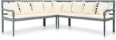3-delige Loungeset met kussens massief acaciahout grijs (incl. Fleecedeken)