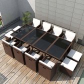 13-delige Tuinset met kussens poly rattan bruin