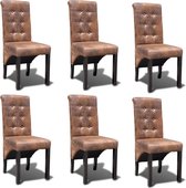 Eetkamerstoelen 6 st kunstleer bruin