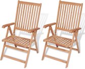 Tuinstoelen verstelbaar 2 st massief teakhout
