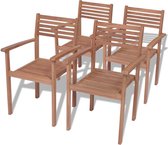 Tuinstoelen stapelbaar 4 st massief teakhout