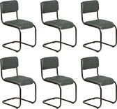 Eetkamerstoelen 6 st echt leer grijs