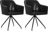 Eetkamerstoelen draaibaar 2 st kunstleer zwart