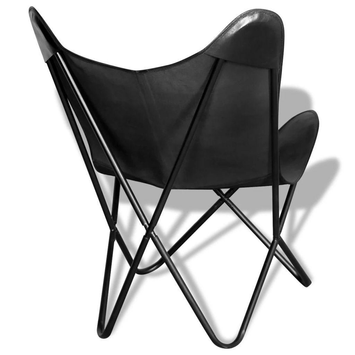 Erge, ernstige spanning Negende Vlinderstoel - Leer 100% - Zwart - 74x66x90 cm | bol.com