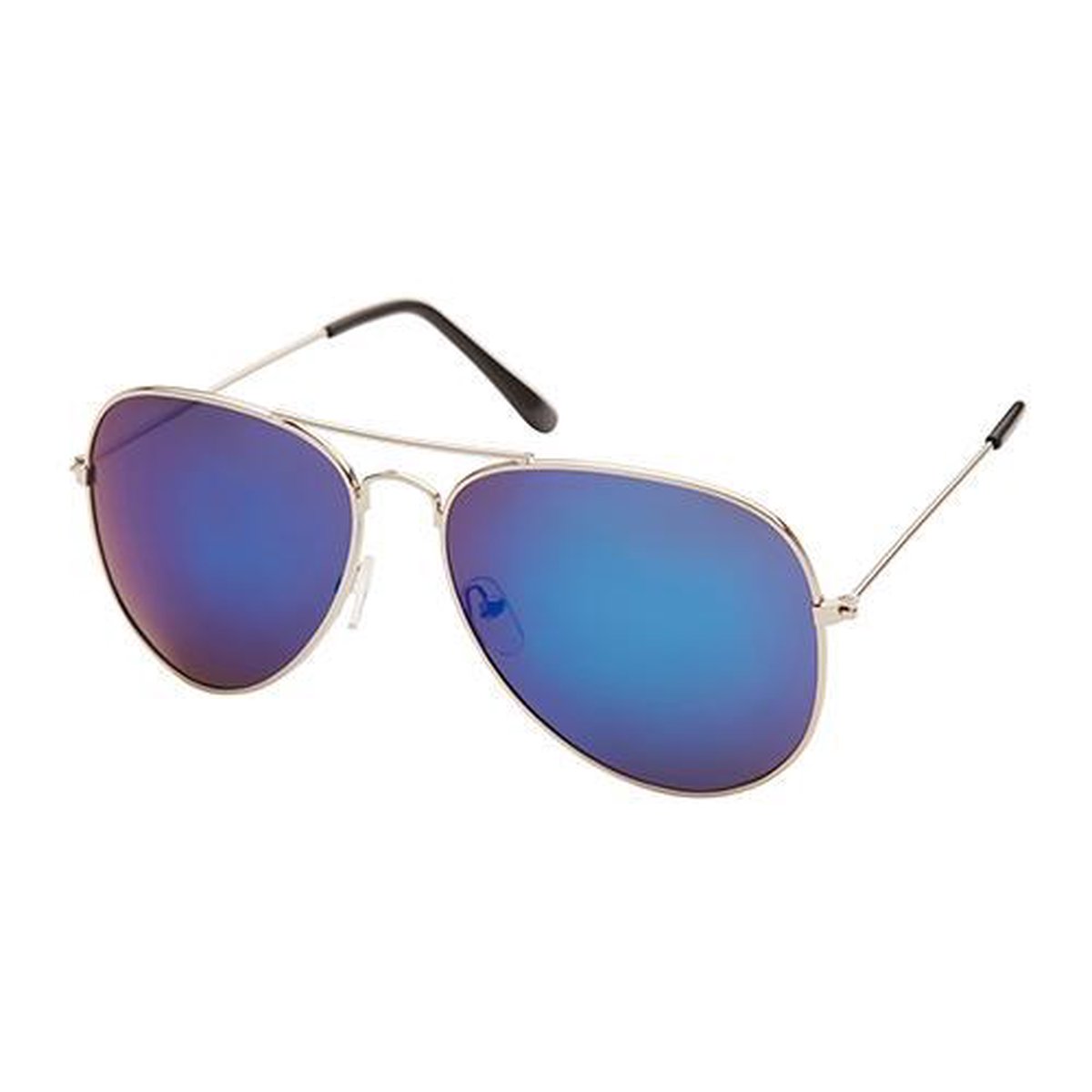 Freaky Glasses® - zilveren piloten zonnebril - blauw-paarse spiegel lenzen