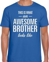 Awesome Brother tekst t-shirt blauw heren L