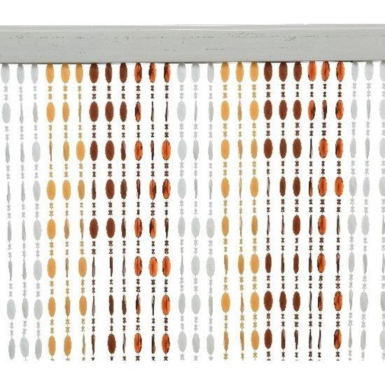 Vliegengordijn/deurgordijn kralen bruin/wit 90 x 200 cm - Insectenwerende vliegenwerende gordijnen - Kralengordijnen - Merkloos