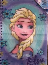 Disney Elsa  3D  Notitieboek A5 met 60 vel van binnen kleur lila met afbeelding van Elsa op alle bladen