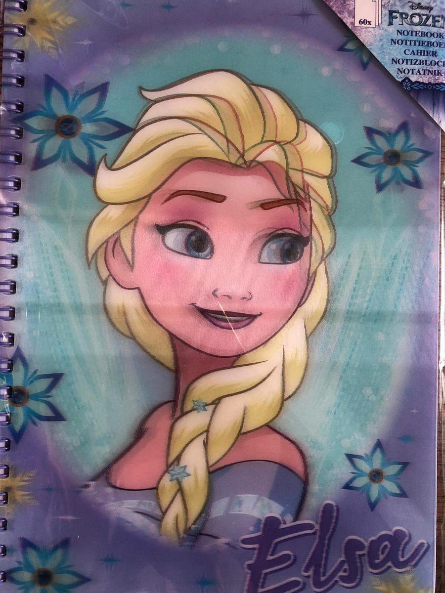 Disney Elsa 3D Notitieboek A5 met 60 vel van binnen kleur lila met afbeelding van Elsa op alle bladen