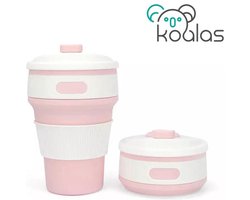 Koffiebeker to go - Inklapbare beker - Duurzame beker - 100% BPA vrij - Opvouwbaar - Reisbeker - Meeneem beker -Travel cup - 350 ml - Roze