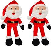 2x Kerst decoratie Kerstmannen pop van pluche 41 cm - Kerstdecoratie Kerstmannen poppen
