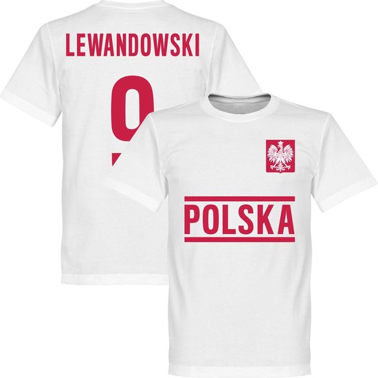 Polen Lewandowski 9 Team T-Shirt - Wit - Kinderen - 104