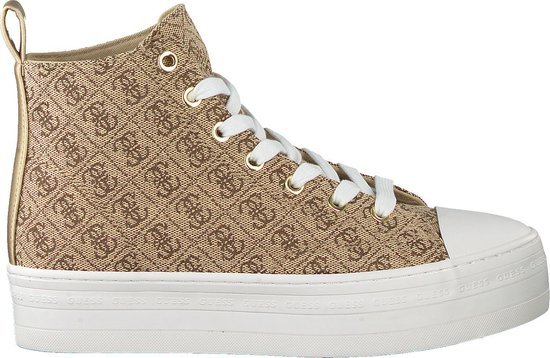 Guess Dames Hoge sneakers Bokan - Beige - Maat 39 | bol.com