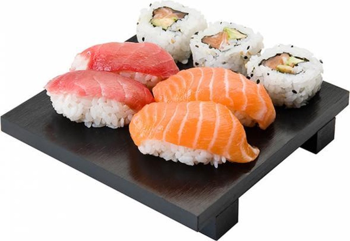 Bamboe sushiplank zwart  15x15x2,5cm, verpakt per stuk