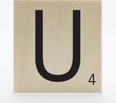 Houten scrabble letter U - 8 x 8 cm