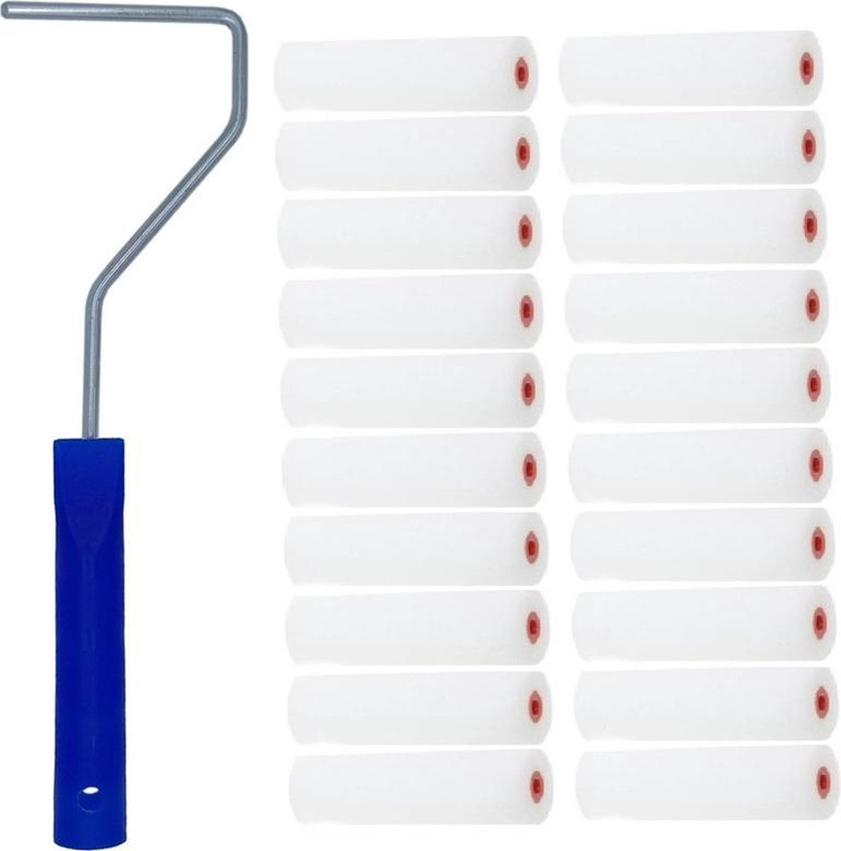 20x verfrollers / schuimrollers fijn inclusief rollerbeugel - 10 cm - geschikt voor diverse soorten verf - schilderbenodigdheden