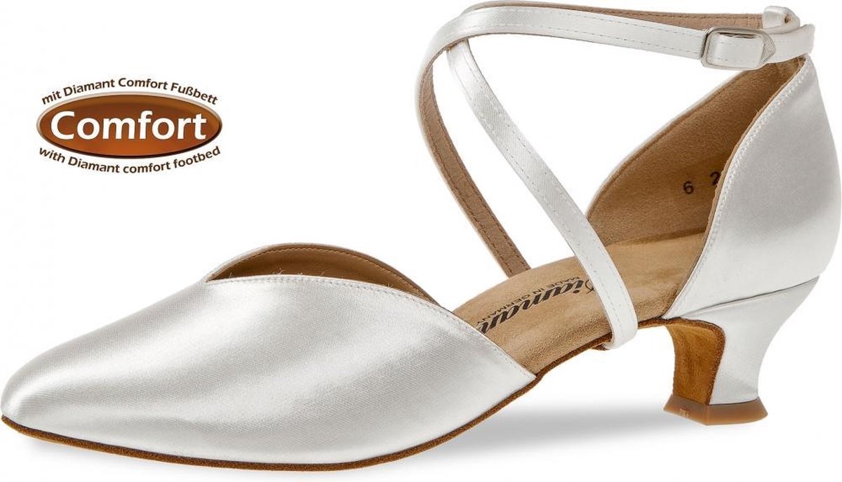 Diamant Dames Ballroom Dansschoenen 107-013-092 – Wit Satijn – Bruidsschoenen - Maat 40,5