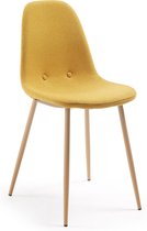Kave Home - Yaren mosterdkleurige stoel met hout-effect stalen poten