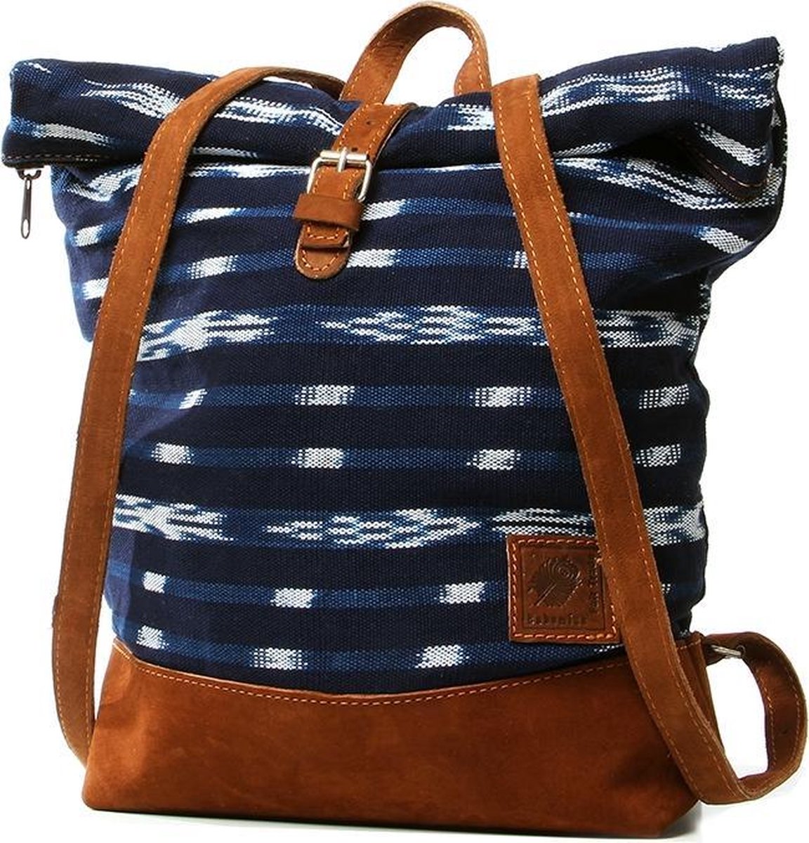 Bohemian Fairtrade Rugzak Leder/Katoen Indigo